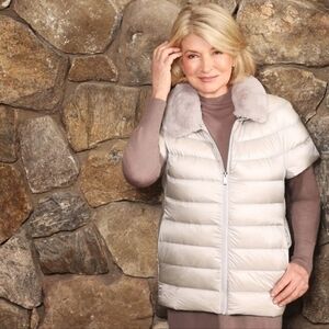 NEW!!! Martha Stewart Puffer Vest W/ Removable Faux Fur Collar,NWT